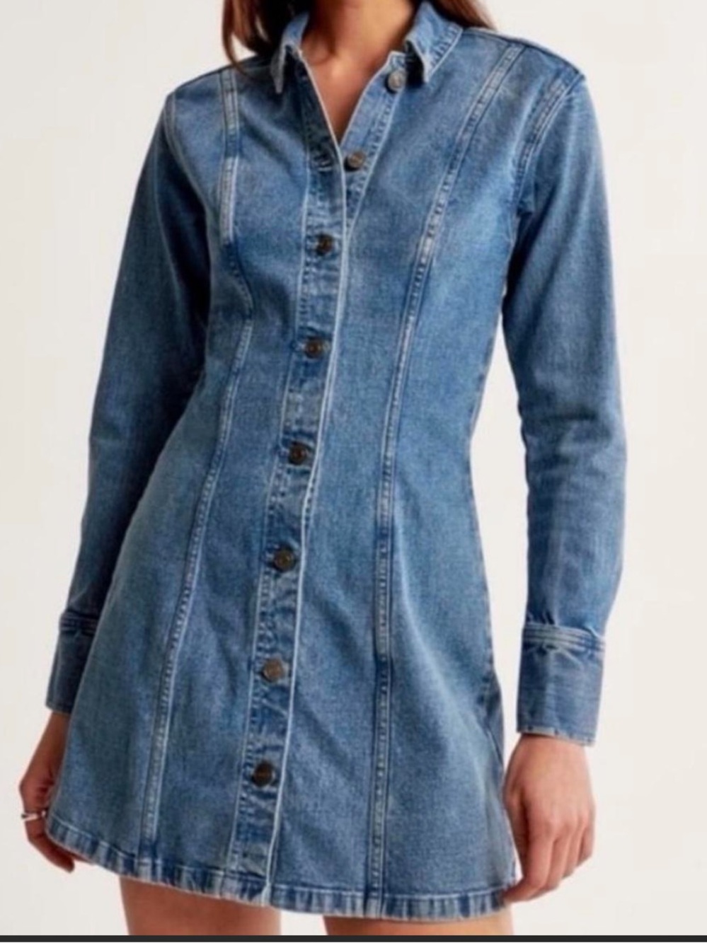 Abercrombie & Fitch Blue Denim Long-Sleeve Shirt Dress